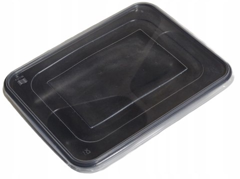 Pojemnik obiadowy PP czarny 227x178x50 dzielony 3 komory z przykrywką 50szt Pojemnik obiadowy PP czarny 227x178x50 dzielony 3 komory z przykrywką 50szt