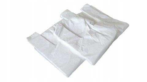 Reklamówki HDPE zrywki jednorazowe białe torby 40x75cm 100 szt mocne 15kg Reklamówki HDPE zrywki jednorazowe białe torby 40x75cm 100 szt mocne 15kg