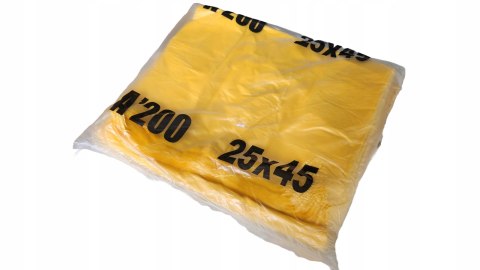 Reklamówki HDPE zrywki jednorazowe żółte torebki 25x45cm 200 szt Reklamówki HDPE zrywki jednorazowe żółte torebki 25x45cm 200 szt