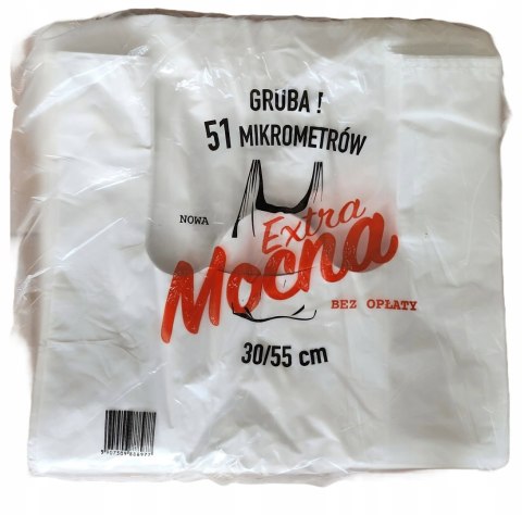 Reklamówki torby foliowe LDPE zrywki 30x55 grube 51mikr. do 10kg 50szt Reklamówki torby foliowe LDPE zrywki 30x55 grube 51mikr. do 10kg 50szt