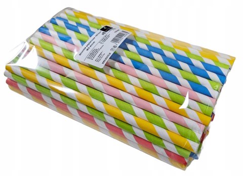 Słomki jednorazowe papierowe EKO kolorowe do napojów 100szt shake 8/197mm Słomki jednorazowe papierowe EKO kolorowe do napojów 100szt shake 8/197mm