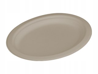 Talerz jednorazowy beżowy owalny EKO pulpa z trzciny 32x26cm talerze 50szt