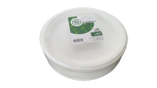 Talerz jednorazowy biały okrągły EKO pulpa z trzciny 230 talerze 23cm 50szt