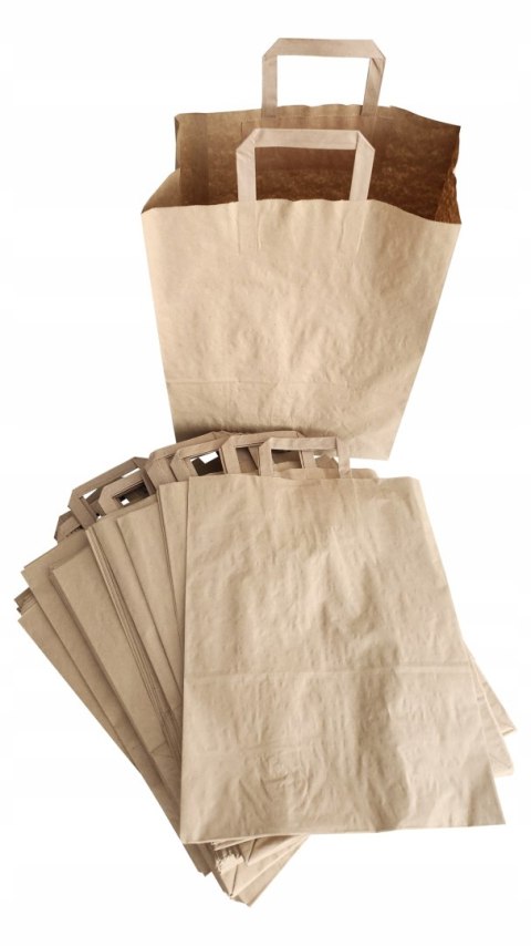 Torba papierowa 32x16x42 cm brązowa 250szt z uchem Torba papierowa 32x16x42 cm brązowa 250szt z uchem