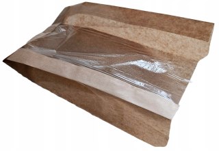 Torebki papierowe fałdowe z okienkiem 15×7x28 cm 1000szt brązowe na bułki