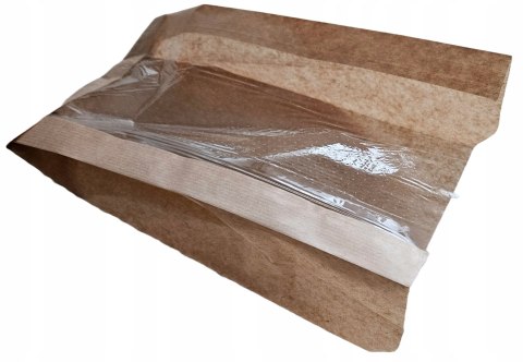 Torebki papierowe fałdowe z okienkiem 15×7x33 cm 1000szt brązowe na bułki Torebki papierowe fałdowe z okienkiem 15×7x33 cm 1000szt brązowe na bułki