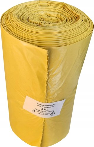 Worki na śmieci super mocne 120L x 25 sztuk żółte do segregacji odpadów