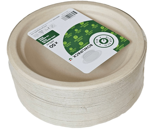 Miseczka jednorazowa biała okrągła EKO pulpa z trzciny 400ml 50szt miski Miseczka jednorazowa biała okrągła EKO pulpa z trzciny 400ml 50szt miski