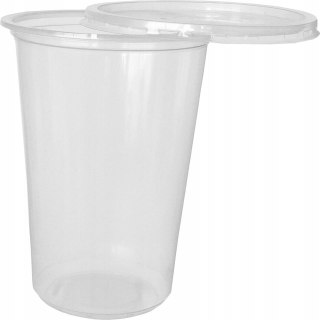 Pojemnik PP do sałatek surówek dań gorących 1000ml z wiekiem okrągły 50szt