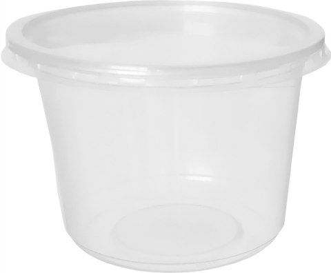 Pojemnik PP do sałatek surówek dań gorących 450ml z wieczkiem okrągły 50szt Pojemnik PP do sałatek surówek dań gorących 450ml z wieczkiem okrągły 50szt