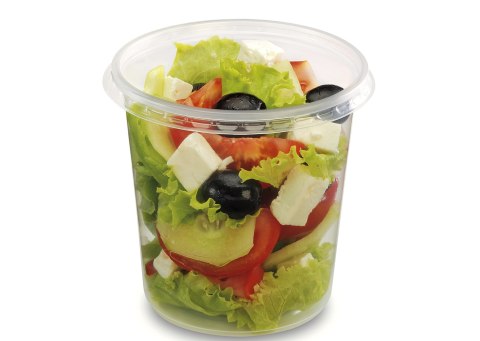 Pojemnik PP do sałatek surówek dań gorących 500ml z wiekiem okrągły 100szt Pojemnik PP do sałatek surówek dań gorących 500ml z wiekiem okrągły 100szt