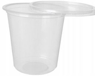 Pojemnik PP do sałatek surówek dań gorących 500ml z wiekiem okrągły 100szt
