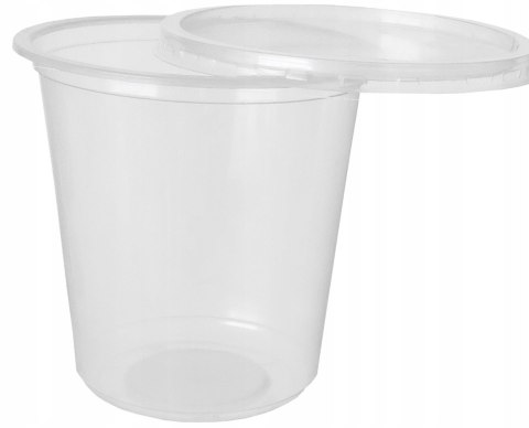 Pojemnik PP do sałatek surówek dań gorących 500ml z wiekiem okrągły 100szt Pojemnik PP do sałatek surówek dań gorących 500ml z wiekiem okrągły 100szt