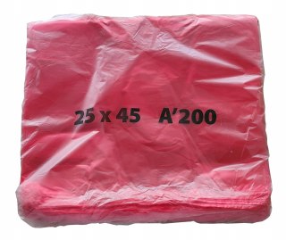 Reklamówki HDPE zrywki jednorazowe czerwone torebki 25x45cm 200 szt