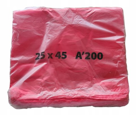 Reklamówki HDPE zrywki jednorazowe czerwone torebki 25x45cm 200 szt Reklamówki HDPE zrywki jednorazowe czerwone torebki 25x45cm 200 szt