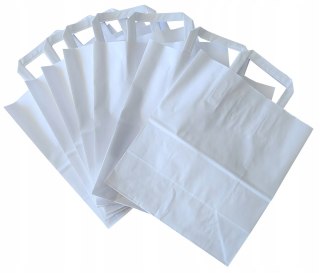 Torba papierowa 26x14x30 cm biała 50szt z uchem