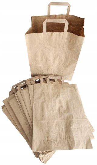 Torba papierowa 32x16x42 cm brązowa 250szt z uchem