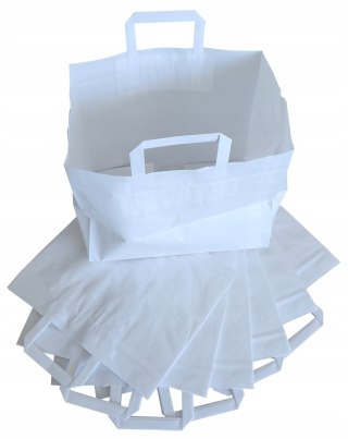 Torba papierowa 32x22x25 biała 250szt cateringowa z uchem EKO