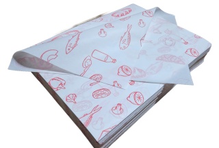 Papier do wędlin ryb żywności PE biały z nadrukiem 40x30cm arkusze 5kg